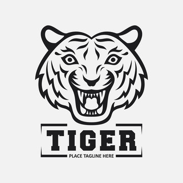 Tiger head mascot on white background