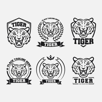 Black tiger icon collection set