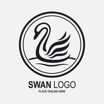 Swan icon design template. Black swan icon