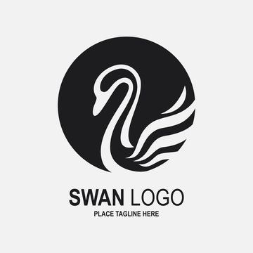 Swan icon design template in black white
