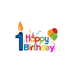 Happy birthday vector design with number two. for a one year old child