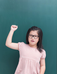 cute girl with green chalkboard