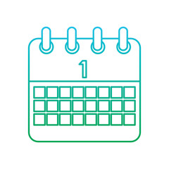 celebration calendar first planning date vector illustration blue and green degrade line