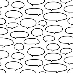 Hand drawn vector illustration of speech bubbles pattern on white background.Empty word bubble - 193521065