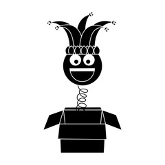 joke box prank smile with jester hat fools party vector illustration