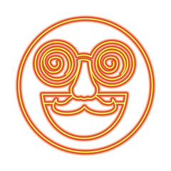 fake smile emoticon with mustache and silly glasses vector illustration