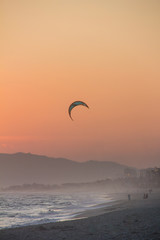 Kitesurfer in action in Barra da Tijuca Beach, Rio de Janeiro