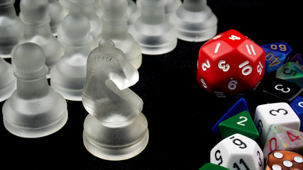 white knight and red die