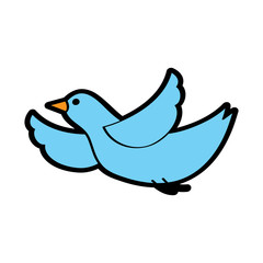 cute blue bird cartoon flying waving vector illustration