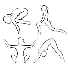 hand drawn yoga posture set