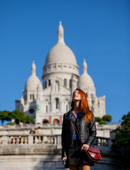 girl near Basilica of the Sacred Heart of Paris