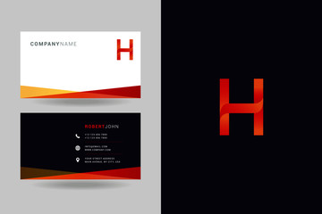Letter H logo icon with business card vector template.