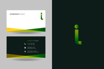 Letter I logo icon with business card vector template.