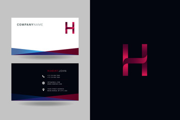 Letter H logo icon with business card vector template.