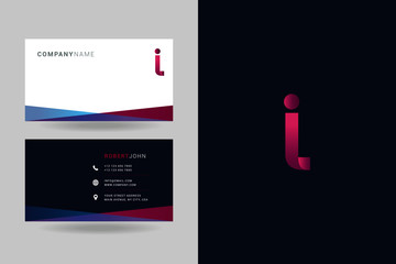 Letter I logo icon with business card vector template.