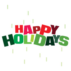 Typographic illustration of Happy Holidays in red and green colors on an isolated white background