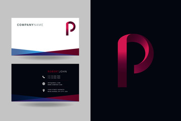 Letter P logo icon with business card vector template.