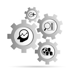 management concept icons in gear diagram