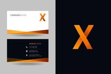 Letter X logo icon with business card vector template.