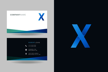 Letter X logo icon with business card vector template.