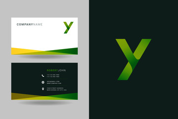 Letter Y logo icon with business card vector template.