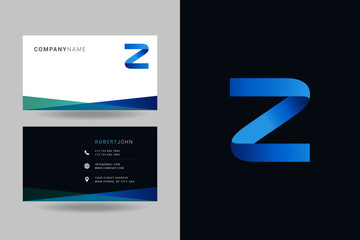 Letter Z logo icon with business card vector template.