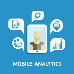 mobile analytics and network concept