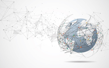 Global network connection. World map point and line composition concept of global business. Vector Illustration