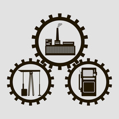 oil rig, oil refinery,gas station, gear