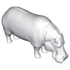 Vector illustration with hippopotamus in isometric. Polygonal cover of 3D.