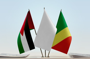 Flags of Jordan and Republic of the Congo with a white flag in the middle