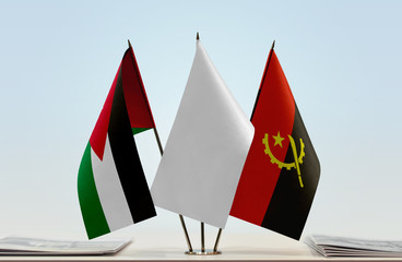 Flags of Jordan and Angola with a white flag in the middle