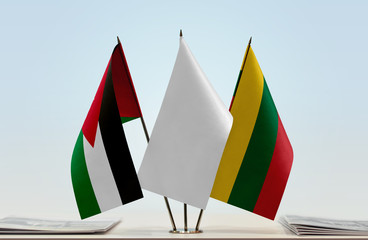 Flags of Jordan and Lithuania with a white flag in the middle