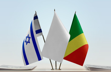 Flags of Israel and Republic of the Congo with a white flag in the middle