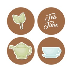 tea icons set