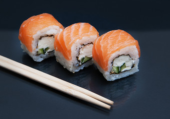 Sushi on black background
