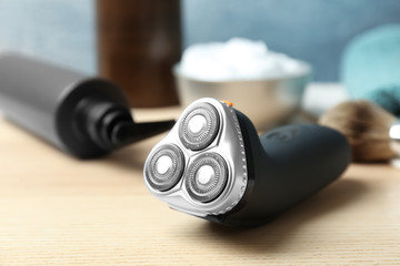 Electric shaver for man on table