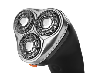 Electric shaver for man on white background