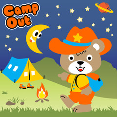 Camping day with funny animal 