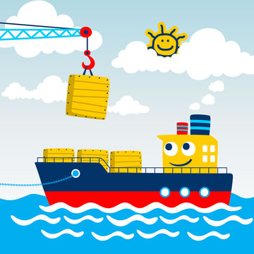 Funny cargo ship cartoon 