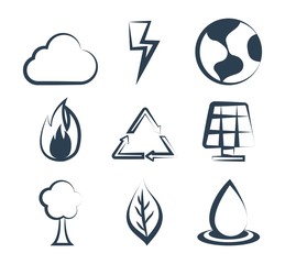 ecology clean renewable energy icons 