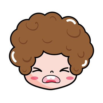 boy head with curly hair and pity face Stock Vector | Adobe Stock