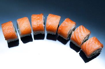 Sushi on black background
