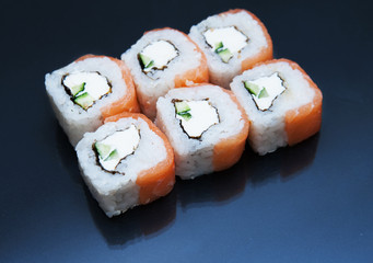 Sushi on black background
