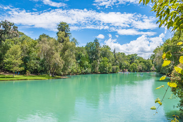 Obraz premium Presa San Antonio behind San Miguel Regla in Hidalgo, Mexico
