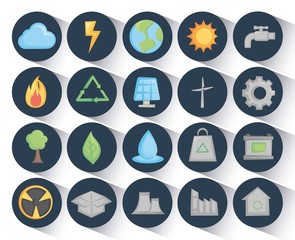ecology clean energy icons 