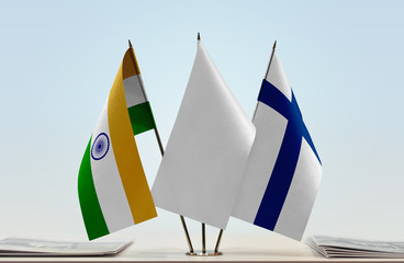Flags of India and Finland with a white flag in the middle