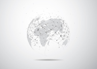 Global network connection. World map point and line composition concept of global business. Vector Illustration