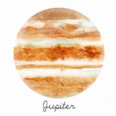Watercolor Jupiter planet vector illustration © zenina