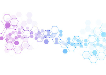 Abstract hexagonal molecular structures in technology background and science style. Medical design. Vector illustration